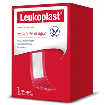 Curas Leukoplast resistentes al agua color piel 20 pzas